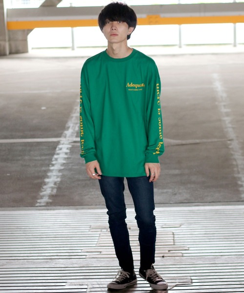 SITRY（シトリー）の「oversize sleeve print long sleeve T-shirt/オーバーサイズ 袖プリント ロングスリーブTシャツ（Tシャツ/カットソー・メンズ・ホワイト/ブラック/グリーン/ブルー・M/L）」の17枚目の写真