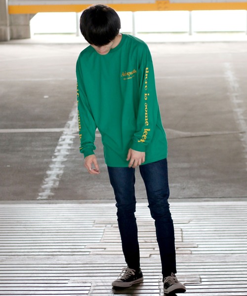 SITRY（シトリー）の「oversize sleeve print long sleeve T-shirt/オーバーサイズ 袖プリント ロングスリーブTシャツ（Tシャツ/カットソー・メンズ・ホワイト/ブラック/グリーン/ブルー・M/L）」の18枚目の写真