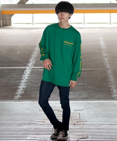 SITRY（シトリー）の「oversize sleeve print long sleeve T-shirt/オーバーサイズ 袖プリント ロングスリーブTシャツ（Tシャツ/カットソー・メンズ・ホワイト/ブラック/グリーン/ブルー・M/L）」の20枚目の写真