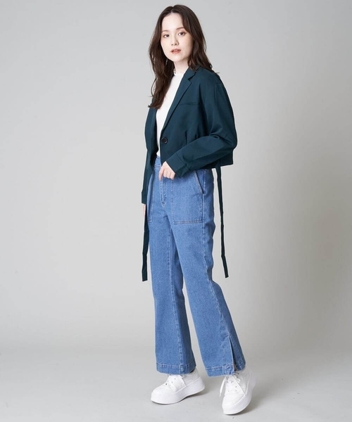 A de a.v.v（アードアー・ヴェ・ヴェ）の「［SET UP対応］ウエストベルトテーラードジャケット（テーラードジャケット・レディース・ベージュ/グリーン/ブラック・38/36）」の6枚目の写真