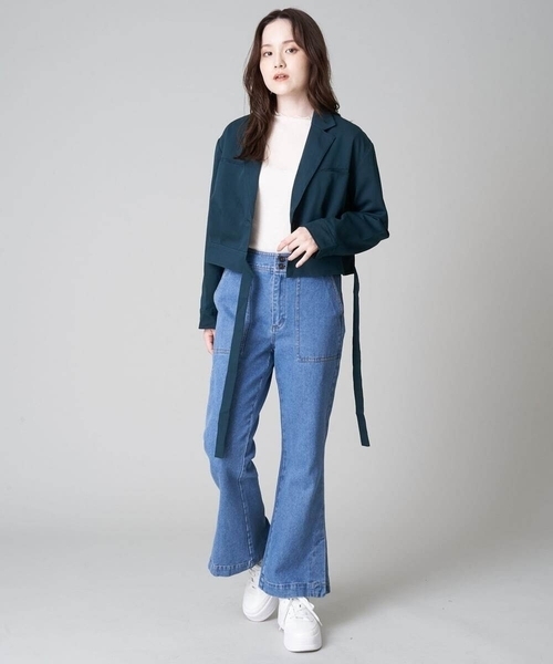 A de a.v.v（アードアー・ヴェ・ヴェ）の「［SET UP対応］ウエストベルトテーラードジャケット（テーラードジャケット・レディース・ベージュ/グリーン/ブラック・38/36）」の14枚目の写真