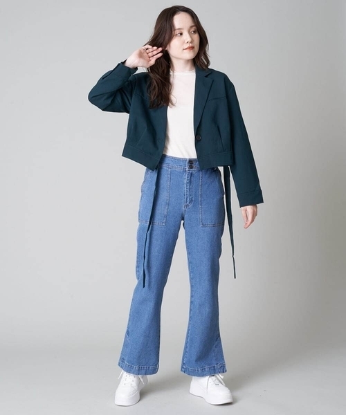 A de a.v.v（アードアー・ヴェ・ヴェ）の「［SET UP対応］ウエストベルトテーラードジャケット（テーラードジャケット・レディース・ベージュ/グリーン/ブラック・38/36）」の9枚目の写真