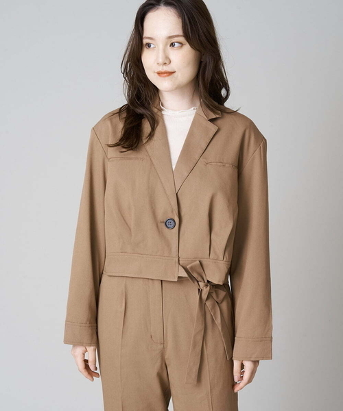 A de a.v.v（アードアー・ヴェ・ヴェ）の「［SET UP対応］ウエストベルトテーラードジャケット（テーラードジャケット・レディース・ベージュ/グリーン/ブラック・38/36）」の5枚目の写真