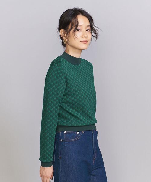 BEAUTY&YOUTH UNITED ARROWS（ビューティーアンドユースユナイテッドアローズ）の「【WEB限定】ジャカード モックネック ニット プルオーバー -ウォッシャブル-（ニット/セーター・レディース・ベージュ/ライラック/ケリー・FREE）」の8枚目の写真