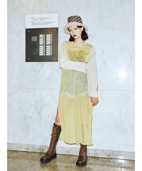 jouetie（ジュエティ）の「シアーロングタンク（タンクトップ・レディース・ブラック/パープル/イエロー/ブルー・MEDIUM）」の4枚目の写真