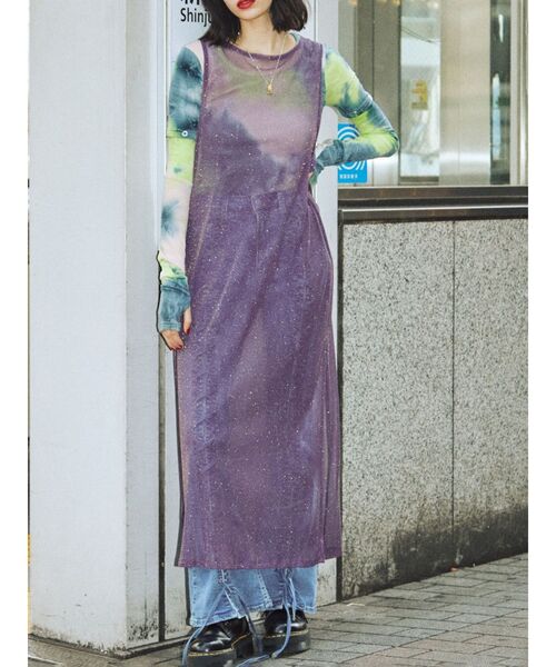 jouetie（ジュエティ）の「シアーロングタンク（タンクトップ・レディース・ブラック/パープル/イエロー/ブルー・MEDIUM）」の5枚目の写真