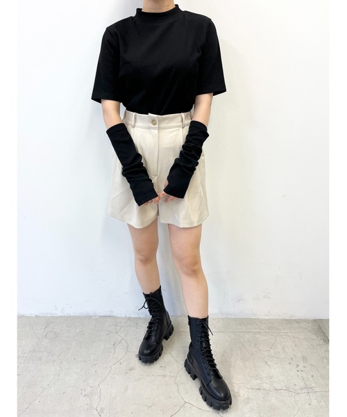WC(ダブル シー)の「アームカバーリブトップス(Tシャツ/カットソー・レディース・グリーン/オートミール/パープル/ブラック・FREE)」の7枚目の写真