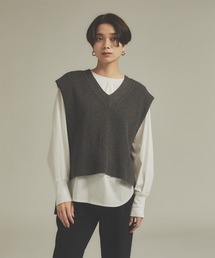 qualite | バックロングニットベスト(ベスト)