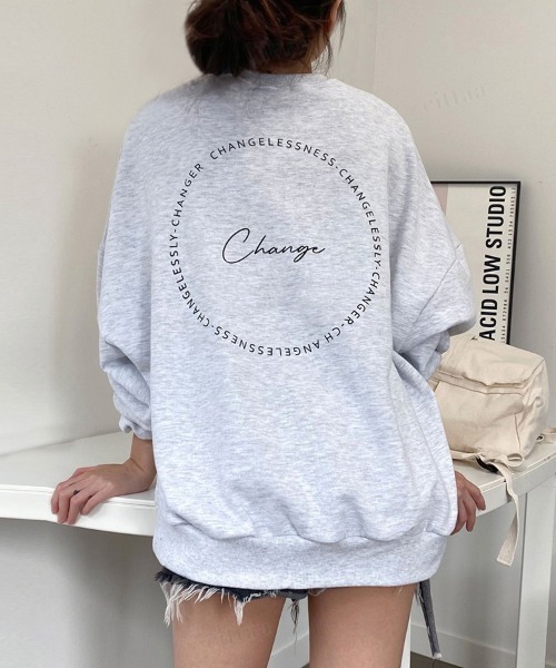 Dalfwin(ダールフィン)の「2022 AW 秋冬 韓国ファッション スウェット レディース Changeサークルロゴスウェット オーバーサイズ トレーナー ビックシルエット(スウェット・レディース・ブラック/ブルー/クリーム/ホワイト系その他・FREE)」の2枚目の写真