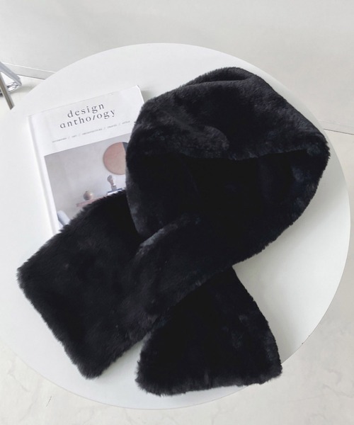 AS KNOW AS plus（アズノゥアズプラス）の「♪エコファーマフラー（マフラー・レディース・チャコールグレー/アイボリー/モカ/ダークブルー/グレイッシュベージュ/ブラック・FREE）」の12枚目の写真