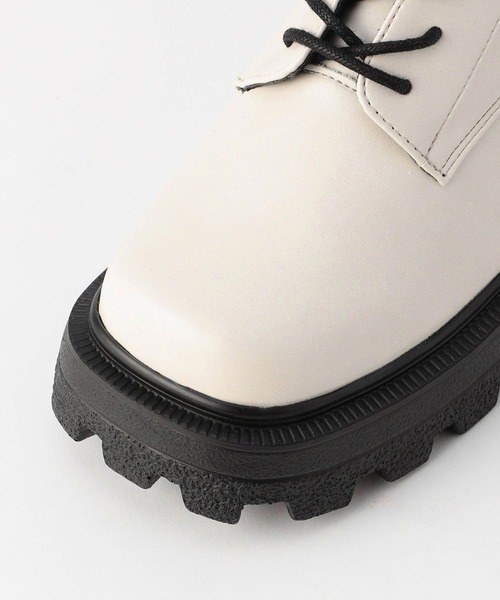 179/WG（イチナナキュウダブルジー）の「厚底スクエアレースアップシューズ（ローファー・レディース・オフホワイト/ブラック・M/L）」の7枚目の写真