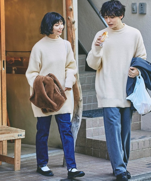 MONO-MART（モノマート）の「モヘアライクシャギービッグシルエットクルーネックプルオーバーニット（ニット/セーター・メンズ・モカ/チャコール/ブルー系/グリーン系/アイボリー/ブラウン/カーキ/ブラック/ベージュ/ネイビー・L/M）」の17枚目の写真