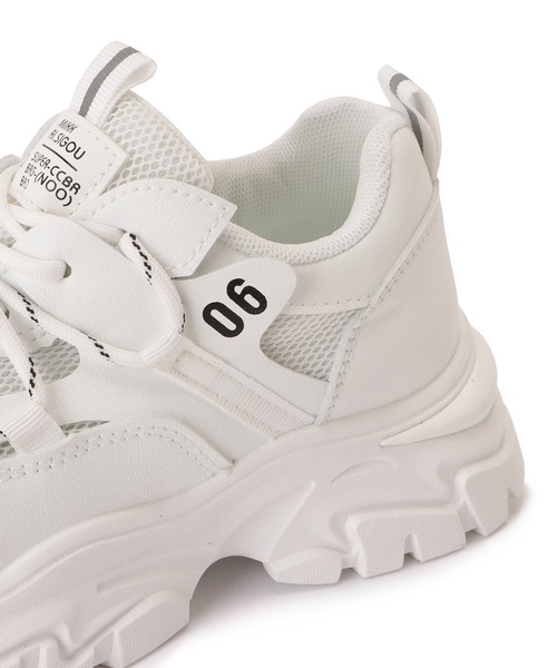 Lace Ladies（レースレディース）の「厚底メッシュダッドスニーカー（スニーカー・レディース・ホワイト/ブラック・22.5/23/24/24.5/23.5/25）」の7枚目の写真