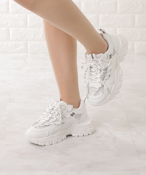 Lace Ladies（レースレディース）の「厚底メッシュダッドスニーカー（スニーカー・レディース・ホワイト/ブラック・22.5/23/24/24.5/23.5/25）」の20枚目の写真