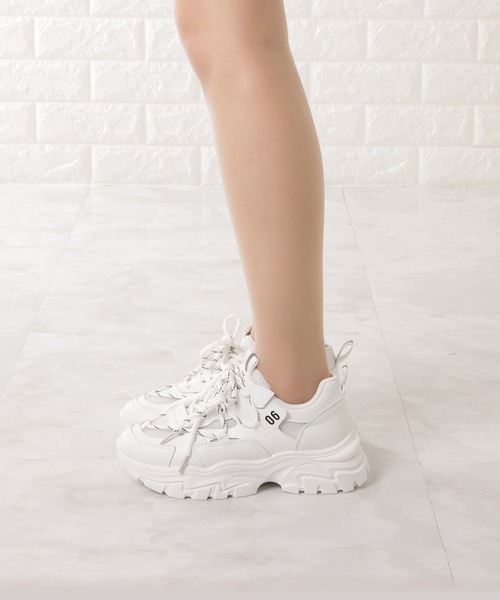 Lace Ladies（レースレディース）の「厚底メッシュダッドスニーカー（スニーカー・レディース・ホワイト/ブラック・22.5/23/24/24.5/23.5/25）」の19枚目の写真