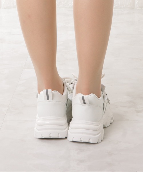 Lace Ladies（レースレディース）の「厚底メッシュダッドスニーカー（スニーカー・レディース・ホワイト/ブラック・22.5/23/24/24.5/23.5/25）」の18枚目の写真