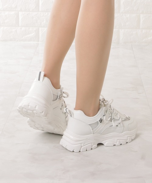 Lace Ladies（レースレディース）の「厚底メッシュダッドスニーカー（スニーカー・レディース・ホワイト/ブラック・22.5/23/24/24.5/23.5/25）」の17枚目の写真