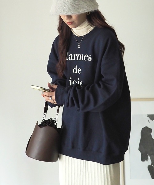 Riberry（リベリー）の「GILDAN Larmes de Joie ロゴプリント裏起毛スウェット（スウェット・レディース・ホワイト/ネイビー/ダークグリーン・LARGE）」の8枚目の写真