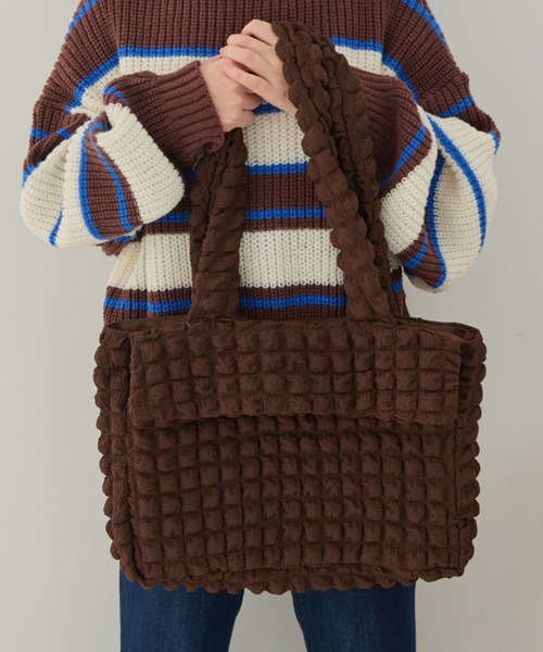 MERLOT（メルロー）の「ぽこぽこトートバッグ（トートバッグ・レディース・ホワイト/ブラウン/ブラック・FREE）」の12枚目の写真