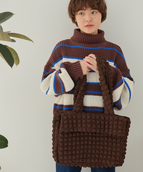 MERLOT（メルロー）の「ぽこぽこトートバッグ（トートバッグ・レディース・ホワイト/ブラウン/ブラック・FREE）」の15枚目の写真