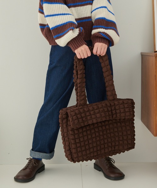 MERLOT（メルロー）の「ぽこぽこトートバッグ（トートバッグ・レディース・ホワイト/ブラウン/ブラック・FREE）」の13枚目の写真