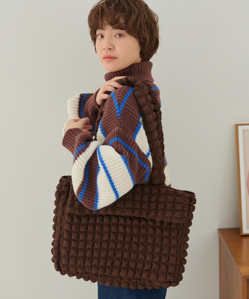 MERLOT（メルロー）の「ぽこぽこトートバッグ（トートバッグ・レディース・ホワイト/ブラウン/ブラック・FREE）」の14枚目の写真