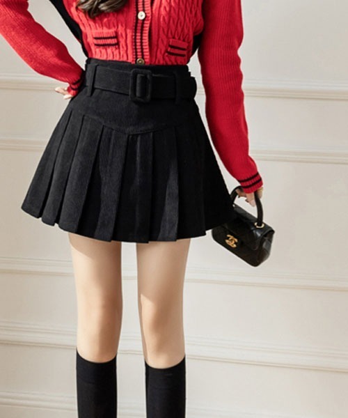 gossip!ロサンゼルス(ゴシップロサンゼルス)の「ベルト付きプリーツミニスカート(スカート・レディース・ブラック/ベージュ/ブラウン/ライトブラウン・M/S)」の5枚目の写真