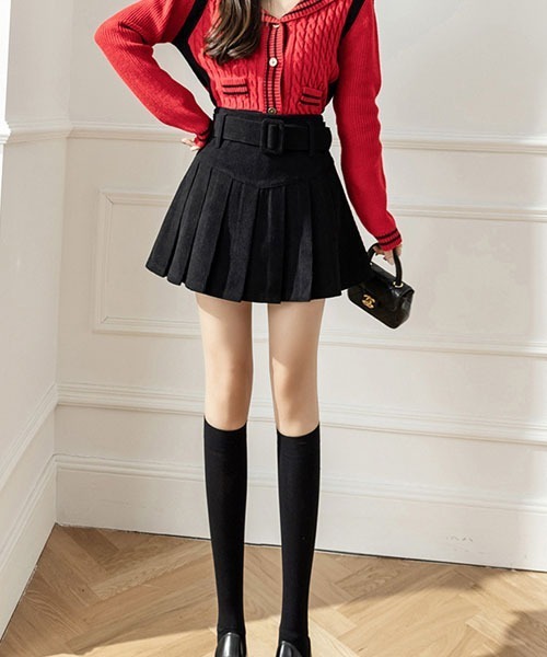 gossip!ロサンゼルス(ゴシップロサンゼルス)の「ベルト付きプリーツミニスカート(スカート・レディース・ブラック/ベージュ/ブラウン/ライトブラウン・M/S)」の13枚目の写真