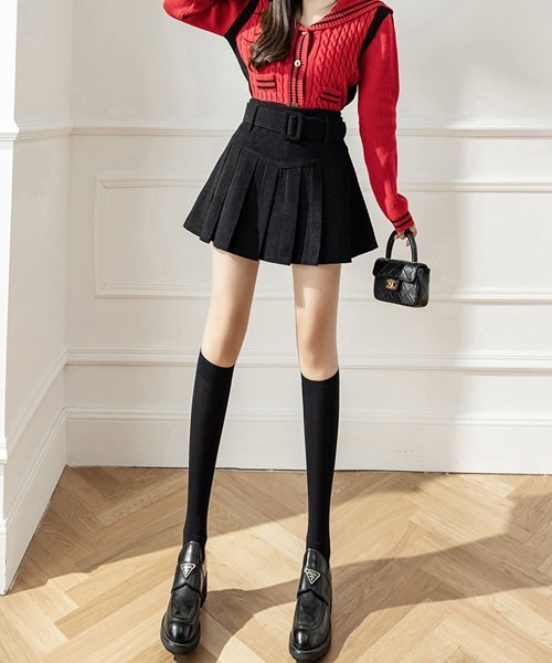 gossip!ロサンゼルス(ゴシップロサンゼルス)の「ベルト付きプリーツミニスカート(スカート・レディース・ブラック/ベージュ/ブラウン/ライトブラウン・M/S)」の15枚目の写真