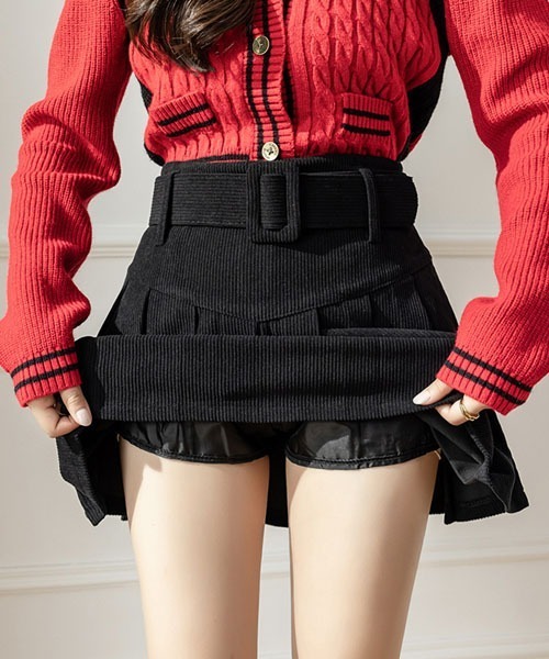 gossip!ロサンゼルス(ゴシップロサンゼルス)の「ベルト付きプリーツミニスカート(スカート・レディース・ブラック/ベージュ/ブラウン/ライトブラウン・M/S)」の9枚目の写真