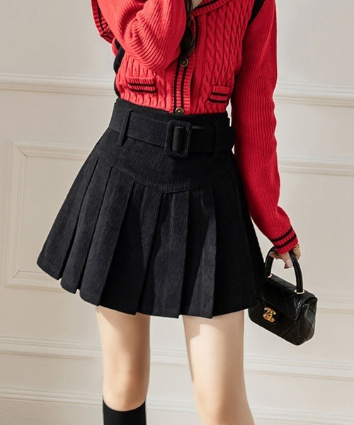 gossip!ロサンゼルス(ゴシップロサンゼルス)の「ベルト付きプリーツミニスカート(スカート・レディース・ブラック/ベージュ/ブラウン/ライトブラウン・M/S)」の7枚目の写真