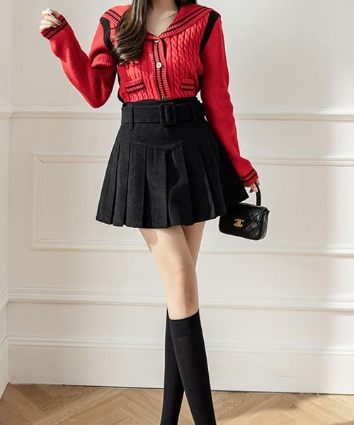 gossip!ロサンゼルス(ゴシップロサンゼルス)の「ベルト付きプリーツミニスカート(スカート・レディース・ブラック/ベージュ/ブラウン/ライトブラウン・M/S)」の18枚目の写真