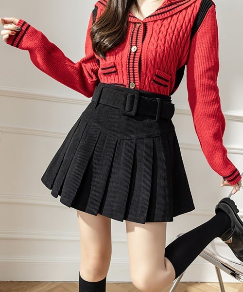 gossip!ロサンゼルス(ゴシップロサンゼルス)の「ベルト付きプリーツミニスカート(スカート・レディース・ブラック/ベージュ/ブラウン/ライトブラウン・M/S)」の10枚目の写真