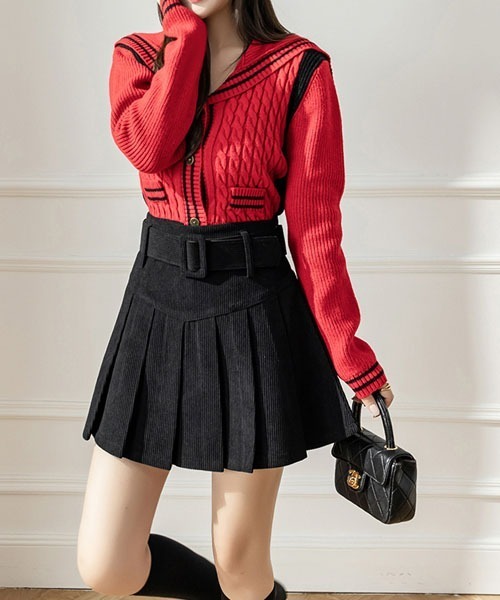 gossip!ロサンゼルス(ゴシップロサンゼルス)の「ベルト付きプリーツミニスカート(スカート・レディース・ブラック/ベージュ/ブラウン/ライトブラウン・M/S)」の11枚目の写真