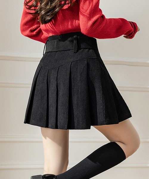 gossip!ロサンゼルス(ゴシップロサンゼルス)の「ベルト付きプリーツミニスカート(スカート・レディース・ブラック/ベージュ/ブラウン/ライトブラウン・M/S)」の12枚目の写真