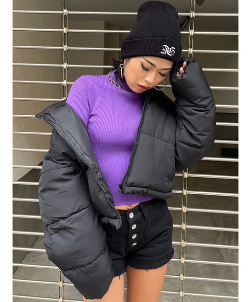 EGOIST（エゴイスト）の「ショート切替中綿ジャケット（その他アウター・レディース・ブラック/パープル/アイボリー・FREE）」の15枚目の写真