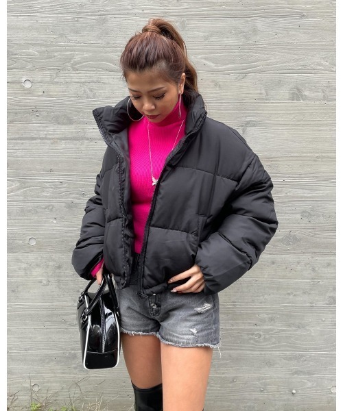 EGOIST（エゴイスト）の「ショート切替中綿ジャケット（その他アウター・レディース・ブラック/パープル/アイボリー・FREE）」の5枚目の写真