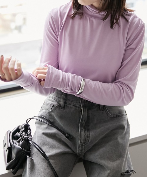 COLLAGE GALLARDAGALANTE（コラージュガリャルダガランテ）の「ベア天タートルプルオーバー（Tシャツ/カットソー・レディース・ホワイト/パープル/ミント・FREE）」の3枚目の写真