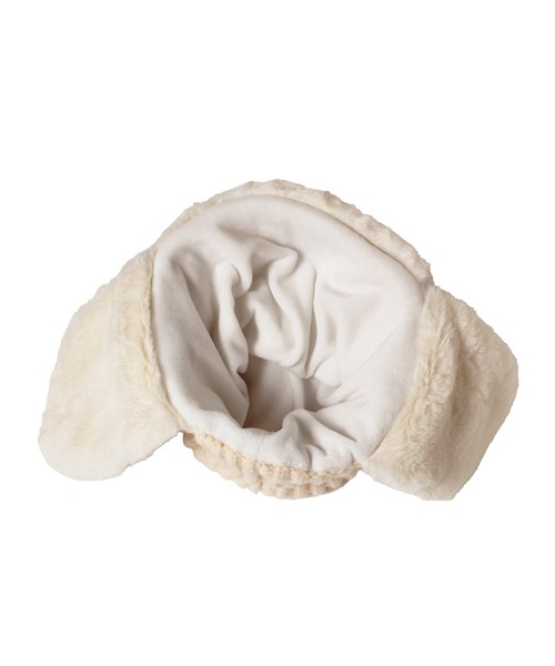 14+（イチヨンプラス）の「ファー耳付きニット帽 / ニットキャップ / フライトキャップ / イヤーマフ付き（ニットキャップ/ビーニー・レディース・アイボリー/ブラック・FREE/kids-M）」の6枚目の写真