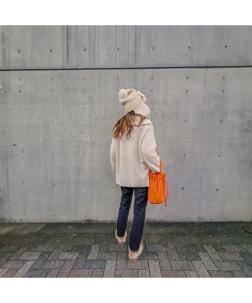 14+（イチヨンプラス）の「ファー耳付きニット帽 / ニットキャップ / フライトキャップ / イヤーマフ付き（ニットキャップ/ビーニー・レディース・アイボリー/ブラック・FREE/kids-M）」の13枚目の写真