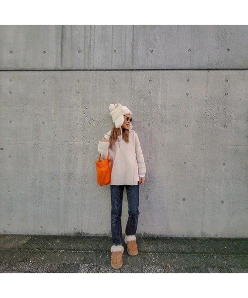 14+（イチヨンプラス）の「ファー耳付きニット帽 / ニットキャップ / フライトキャップ / イヤーマフ付き（ニットキャップ/ビーニー・レディース・アイボリー/ブラック・FREE/kids-M）」の14枚目の写真