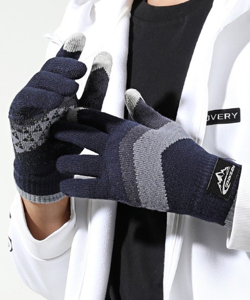 DAY CLOSET（デイ クローゼット）の「【スマホタッチパネル対応】裏起毛滑り止め付きリブニットグローブ（手袋・メンズ・オレンジ/カーキ/ブラック/グレー/ネイビー・ONE SIZE）」の4枚目の写真
