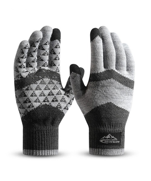 DAY CLOSET（デイ クローゼット）の「【スマホタッチパネル対応】裏起毛滑り止め付きリブニットグローブ（手袋・メンズ・オレンジ/カーキ/ブラック/グレー/ネイビー・ONE SIZE）」の2枚目の写真