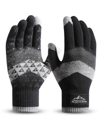 【スマホタッチパネル対応】裏起毛滑り止め付きリブニットグローブ