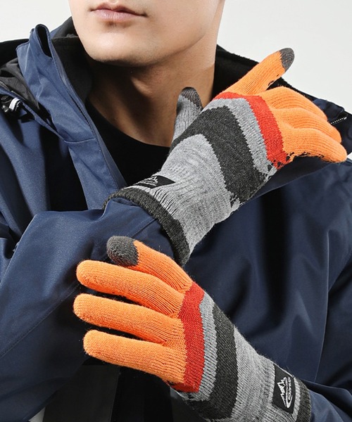 DAY CLOSET（デイ クローゼット）の「【スマホタッチパネル対応】裏起毛滑り止め付きリブニットグローブ（手袋・メンズ・オレンジ/カーキ/ブラック/グレー/ネイビー・ONE SIZE）」の10枚目の写真