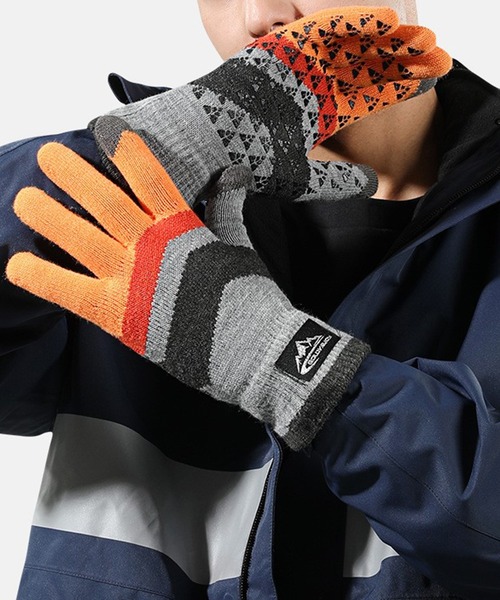 DAY CLOSET（デイ クローゼット）の「【スマホタッチパネル対応】裏起毛滑り止め付きリブニットグローブ（手袋・メンズ・オレンジ/カーキ/ブラック/グレー/ネイビー・ONE SIZE）」の12枚目の写真