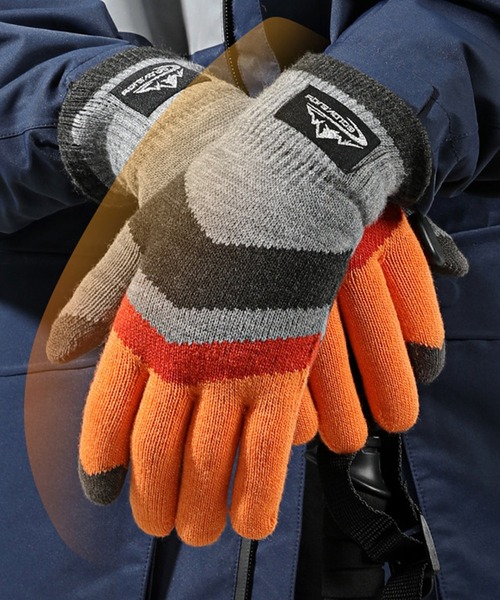 DAY CLOSET（デイ クローゼット）の「【スマホタッチパネル対応】裏起毛滑り止め付きリブニットグローブ（手袋・メンズ・オレンジ/カーキ/ブラック/グレー/ネイビー・ONE SIZE）」の11枚目の写真
