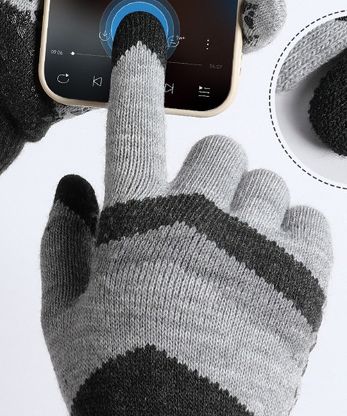 DAY CLOSET（デイ クローゼット）の「【スマホタッチパネル対応】裏起毛滑り止め付きリブニットグローブ（手袋・メンズ・オレンジ/カーキ/ブラック/グレー/ネイビー・ONE SIZE）」の14枚目の写真