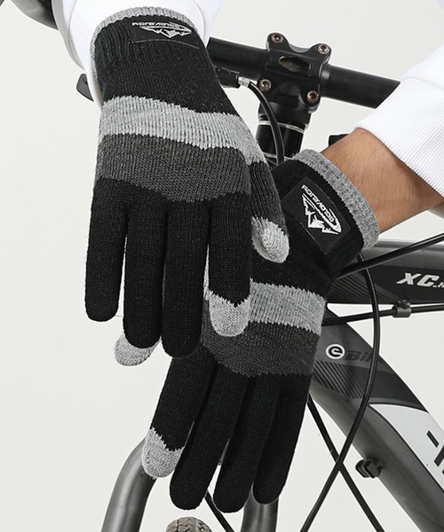 DAY CLOSET（デイ クローゼット）の「【スマホタッチパネル対応】裏起毛滑り止め付きリブニットグローブ（手袋・メンズ・オレンジ/カーキ/ブラック/グレー/ネイビー・ONE SIZE）」の8枚目の写真