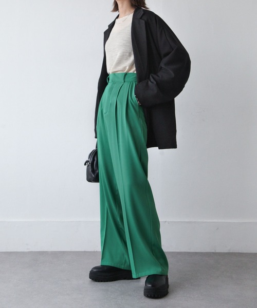 Chillfar（チルファー）の「ハイウエストストレートスラックスパンツ（スラックス・レディース・グレー/アイボリー/ブラック/カーキ/オレンジ/ダークブラウン/グリーン/ピンク・MEDIUM/LARGE）」の14枚目の写真